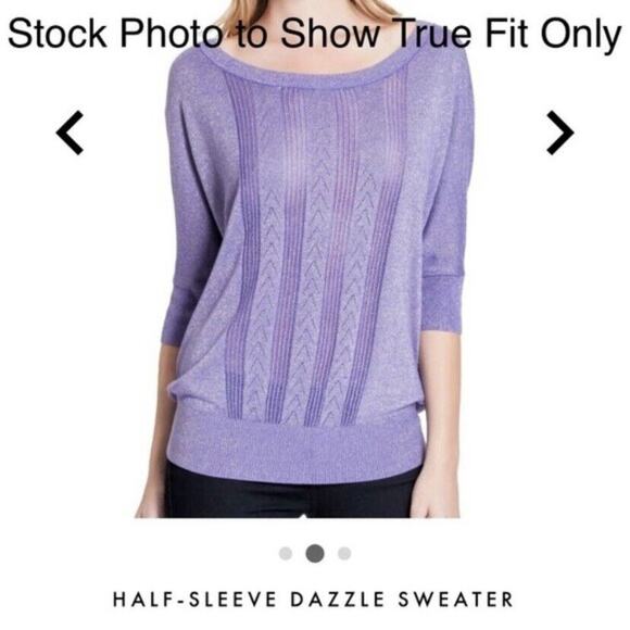 GUESS Gold Shimmer Half Sleeve Dazzle Sweater - Picture 9 of 9